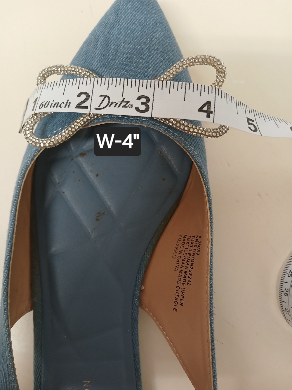 BCBGeneration Blue Pointed Slingback Flats with Crystal Bow - Picture 7 of 7